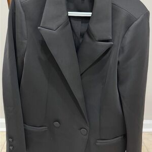 Good American Black Double-Breasted Blazer